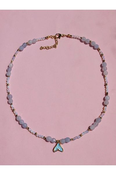 Reorah Collection Dolphin Blue Natural Stone Necklace