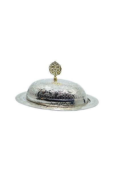 ANTEPSEPETİ Silver Plated on Copper, Heavy Workmanship Inlaid Rice Bowl 30cm