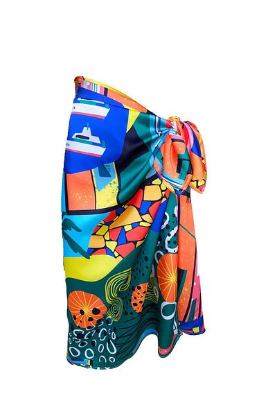 Bolder Elena Marine Satin Pareo (No see-through)