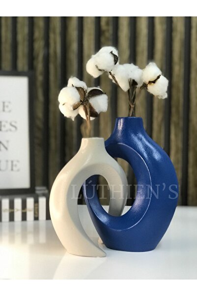 Luthien Set de vaze decorative cu iederă, albastru-marin-gri - Design iubit