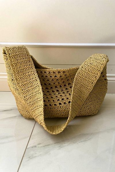 SUBU TASARIM Beige Straw Bag - Useful with Braid Detail SBT1879