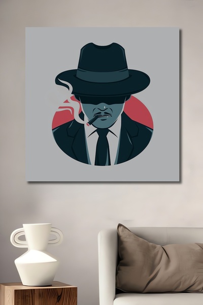 Teona Ahşap Dekoratif Dikey Sigara İçen Gangster Duvar Tablo Ahşap Dikdörtgen...