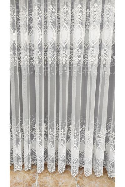 Mexess 1X3 Sik Pleat Embroidered Patterned Tulle Curtain