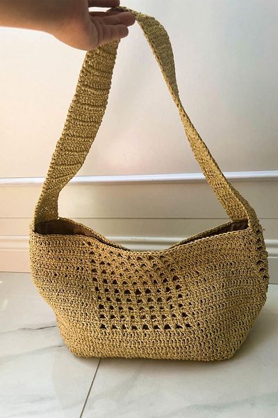 SUBU TASARIM Beige Straw Bag - Useful with Braid Detail SBT1879