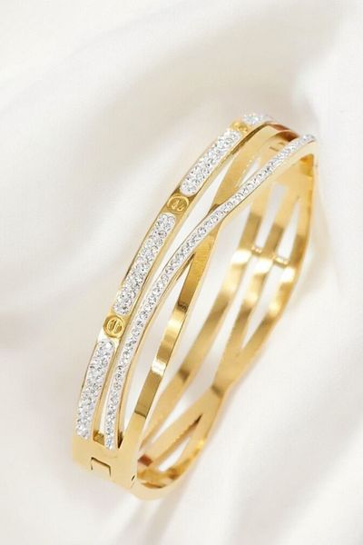 ESMERAY STEEL Zircon Stone Detailed Steel String Bracelet and Handcuffs