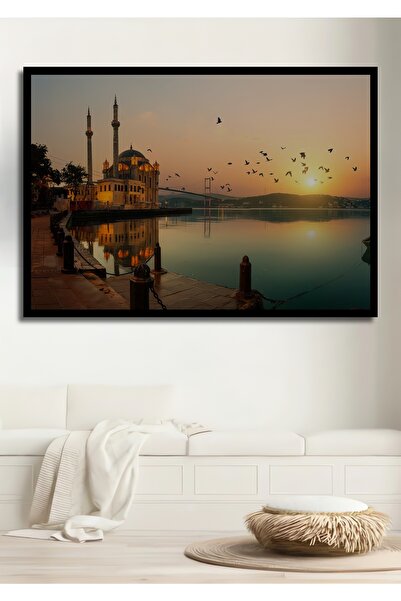 Teona Ahşap Dekoratif Yatay Ortaköy Camisi Ve İstanbul Boğazı Duvar Tablo Ahş...
