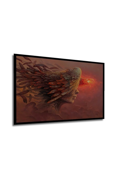 Teona Ahşap Dekoratif Yatay Anka Kuşu Modern Sanat Duvar Tablo Ahşap Dikdörtgen Tablo