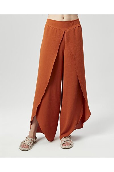 Nuseel New Season Brick Colored Linen Pareo Trousers