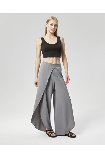 Nuseel Gray Linen Draped New Season Pareo Trousers