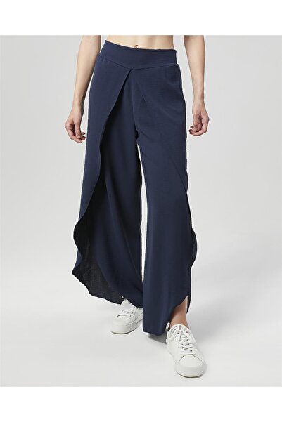 Nuseel Navy Blue New Season Linen Draped Pareo Trousers