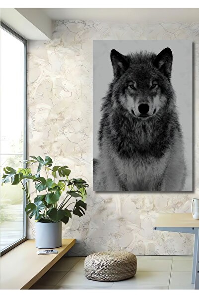 Teona Ahşap Dekoratif Dikey Kurt Duvar Tablo Ahşap Dikdörtgen Tablo