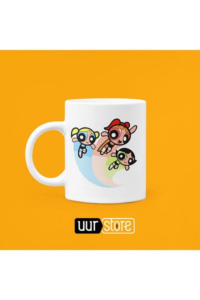 UUR STORE كوب بورسلين بطبعة Power Puff Girls سعة 330 مل