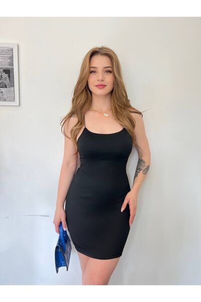 Piovere Butik Kadın İp Askılı Sırt Detaylı Elbise