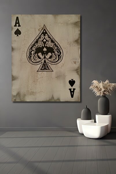 Teona Ahşap Dekoratif Dikey Maça As İskambil Kartı Duvar Tablo Ahşap Dikdörtg...