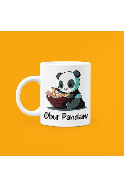 UUR STORE Voracious Pandam Design Printed Ceramic White Mug