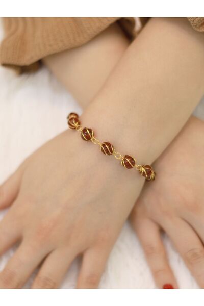 Zeynepli gold & jewelry 14 Ayar Altın Doğal Taşlı Mardin İşi Bileklik
