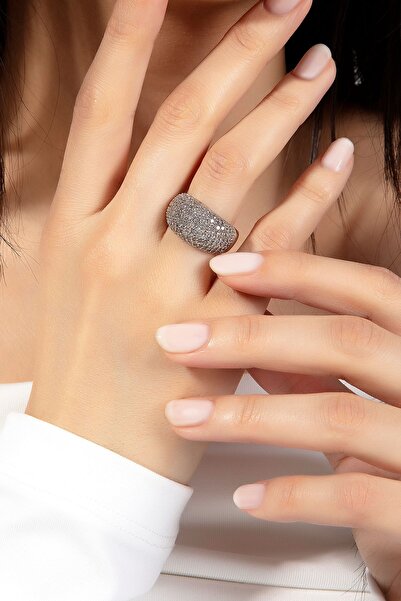 Ressia Beyaz Altın Kaplama Ayarlanabilir Çelik Yüzük