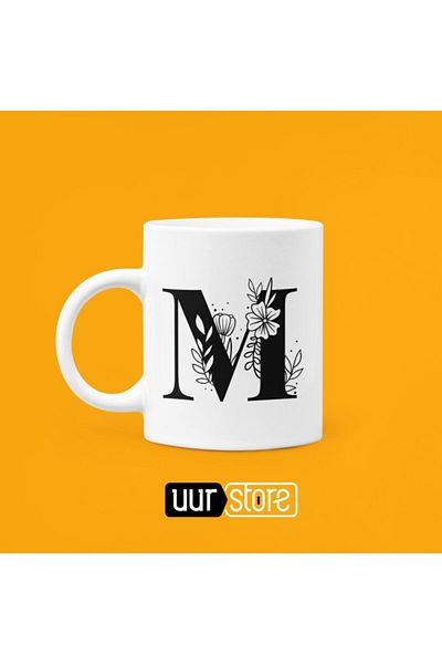 UUR STORE Letter M Printed Porcelain Mug 330ml