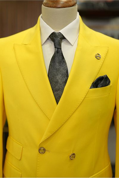LONATOLİA Men's Double Breasted Suit Italian Style Slim Fit Jacket Pants