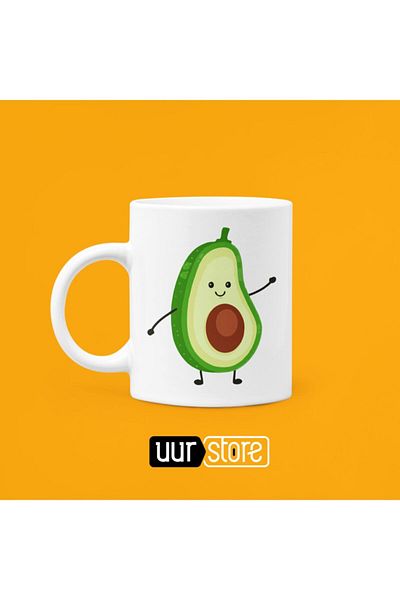 UUR STORE Avocado Printed Porcelain Mug 330ml