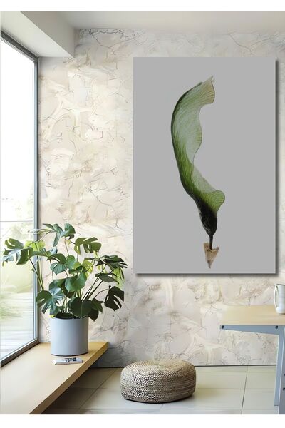 Teona Ahşap Dekoratif Dikey Minimalist Yaprak Duvar Tablo Ahşap Dikdörtgen Tablo