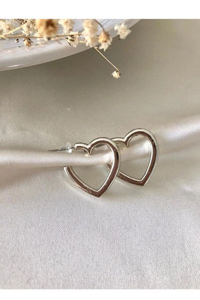MioArt Women's Silver Heart Earrings, Bijouterie Earrings, Heart Earrings