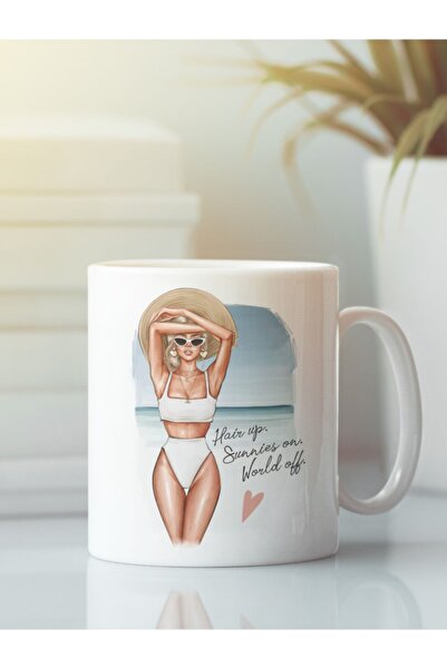 HRS كوب أبيض مطبوع