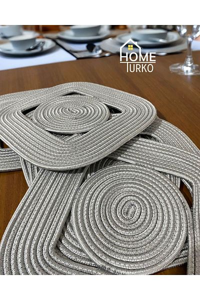 HomeTurko Jute, Straw, Decorative, American Serving Set, Dowry Tablecloth, Plate Base, Supla Set