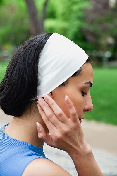 Mrey Wide White Bandana, Cotton Hair Bandana, Women's Buff for Sports Headband