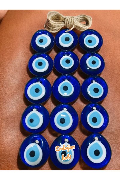 erdoğan hobi Glass Evil Eye Beads 15 Pieces 5,5cm Glass Evil Eye Beads Wall Ornament Garden Tree Ornament Evil Eye Evil Eye