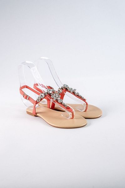 Oblavion Lavion New Season Genuine Leather Coral Daily Round Stone Women's Sandals