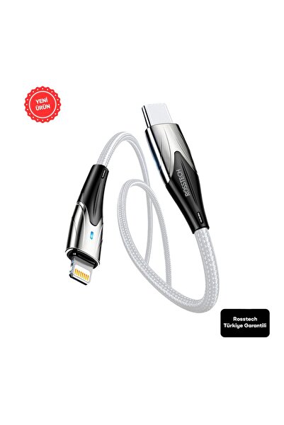 ROSSTECH Usb-C To Lightning 20w Led Işıklı Hızlı Şarj Kablosu (Rosstech Türki...