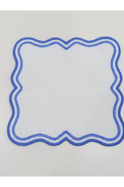 İNCİ ÇEYİZ 6 bucăți țesătură de in, înveliș dublu, picior de corb, brodat, cafea laterală, șervețel și coaster
