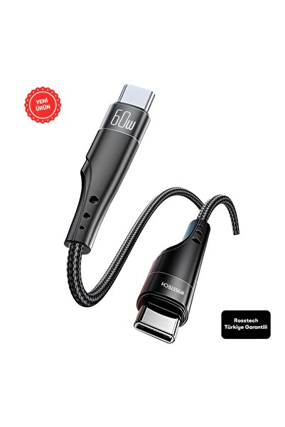 ROSSTECH 60w Type-c To Type-c Süper Hızlı Şarj Kablosu ( Türkiye Garantili)