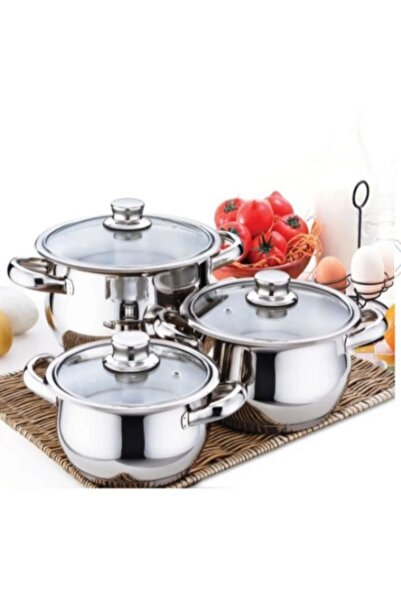 LeesHome Çakır Mini Tencere Set 3 Lü Cam Kapaklı