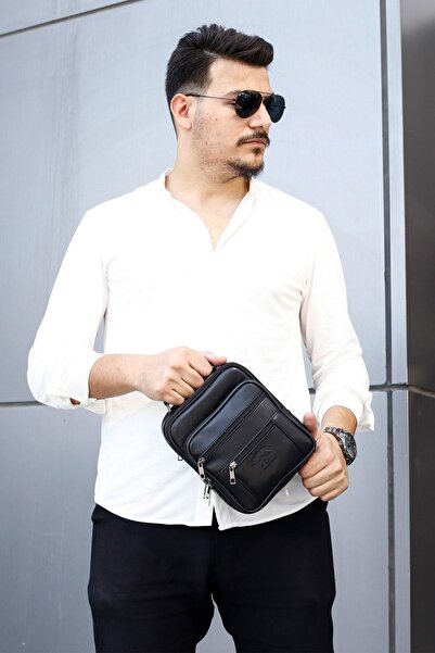 Linatigers حقيبة يد وكتف سوداء للرجال مصنوعة من الجلد الطبيعي 100% مصنوعة من ...