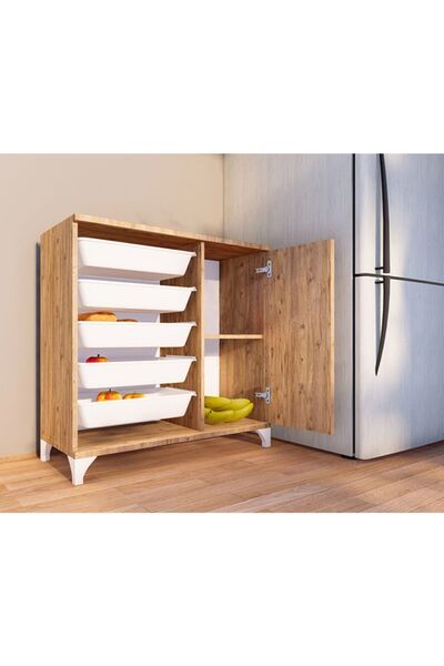 Buse Multi-purpose Basket Pantry and Toy Cabinet-Atlantic Pine
