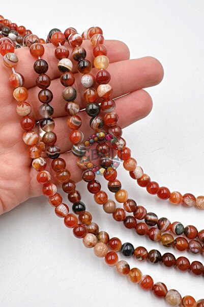 Ebruli Boncuk Χάντρες αξεσουάρ για κοσμήματα από φυσική πέτρα αχάτη 8 χιλιοστ...