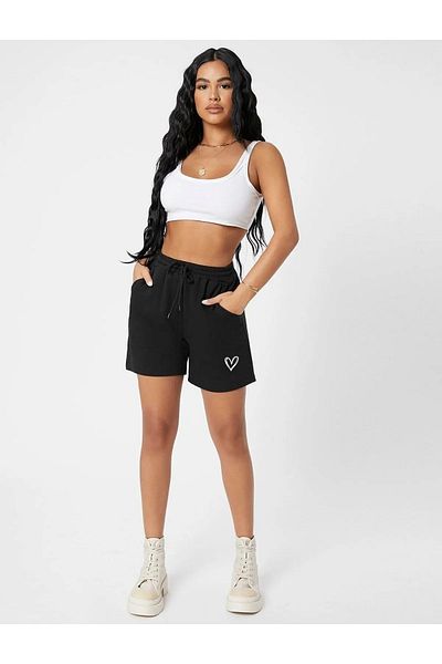 DAXİS Sportwear Company Pantaloni scurti de damă cu imprimeu inimă