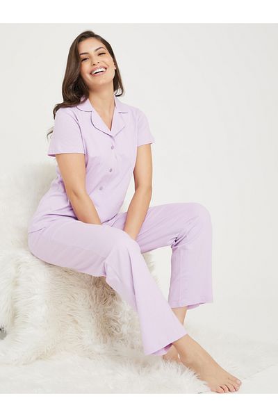 Styli Cotton Jersey Short Sleeve Shirt & Pyjama Set