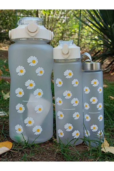 OSMEY PAPATAYALI Motivational Set of 3 Water Bottles 2 lt+900 ml+500 ml Tritan Water Bottle