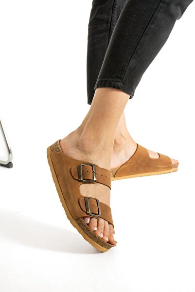 Uniqueqoop Hakiki Mantar Taban Dana Derisi Unisex Terlik