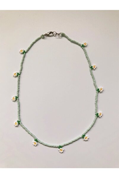 Handmade Minimal Boncuk Papatya Kolye