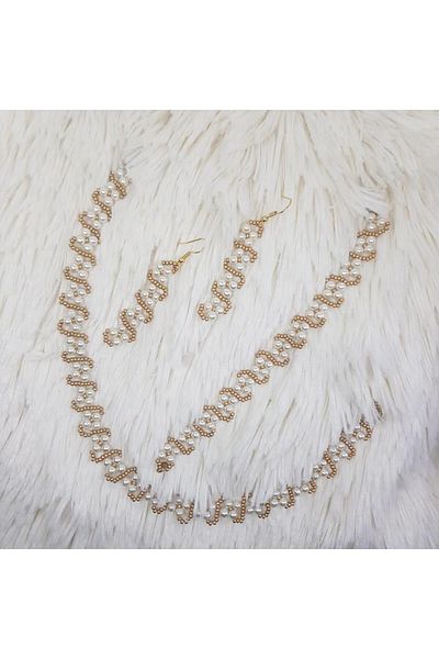 Handmade By HLY Handmade Pearl Set (Earrings&Bracelet&Necklace)