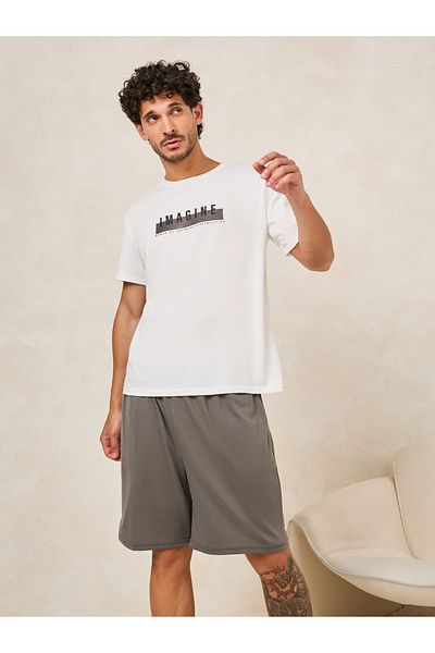 Styli Imagine Slogan Print T-Shirt & Shorts Set