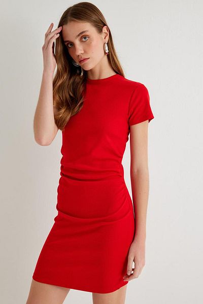 Koton Mini Pencil Dress - Short Sleeve, Crew Neck 4sak80061pk