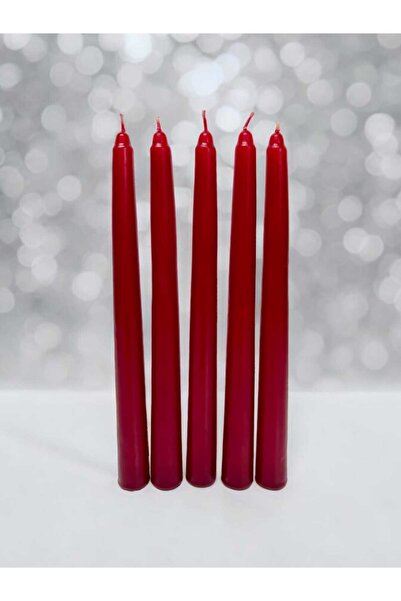 MAK CANDLE Şamdan Mum Seti 10'lu Kırmızı Dekoratif Mum