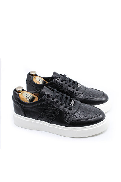 % 100 Hakiki Deri Erkek Siyah Sneakers & Spor Ayakkabı