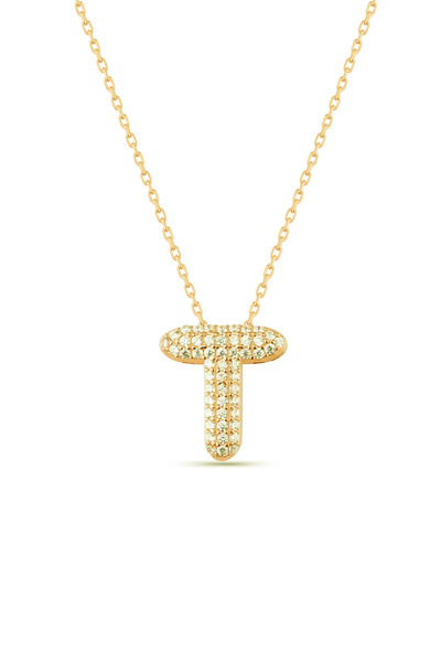 Sahira Jewelry T Harfi Zirkon Taşlı 14 K Altın Kaplama Kadın Kolye