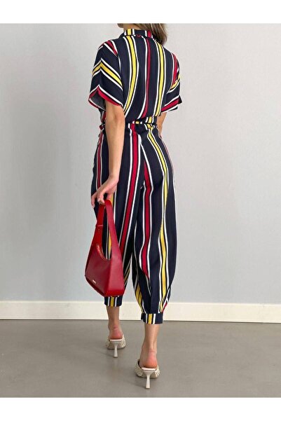 rengamoda Colorful Viscose Women's Jumpsuit - Button Detailed Woven (Colored)